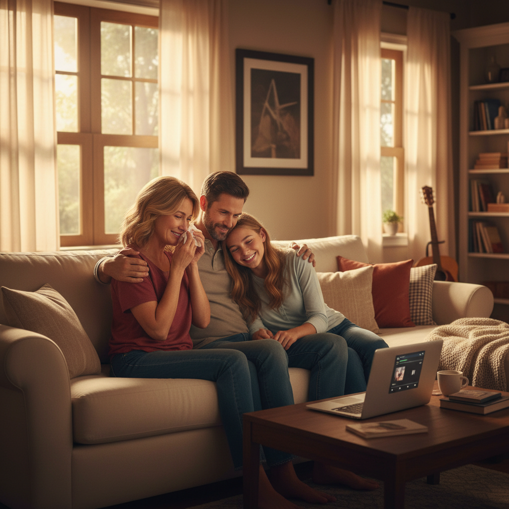 Семья слушает музыку